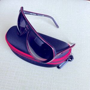 AQS AquaSwiss 208 Men's Women's Black/Red Sunglasses & Zip Case